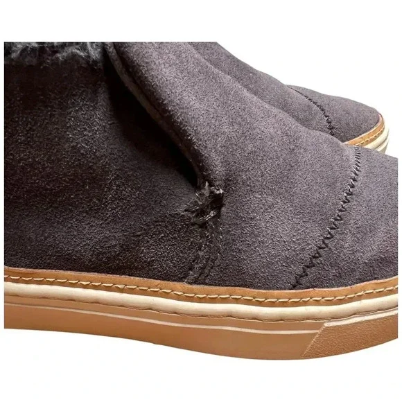TOMS Paxton Women's 6.5 Gray Suede Ankle Boot Sneaker Faux Fur Lined Shoe - Picture 11 of 15
